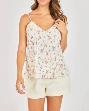 Sadie & Sage Bouquet Ruffle Cami Top - White