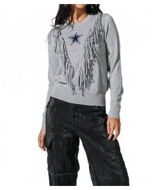 KADYLUXE Dallas Cowboys Fringe Sparkle Sweater - Gray