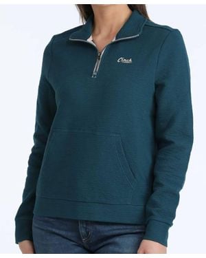 Cinch 1/4 Zip Pullover With Kangaroo Pocket - Blue