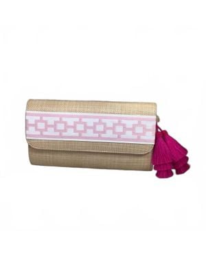 Lisi Lerch Avery Straw Clutch Handbag - Purple