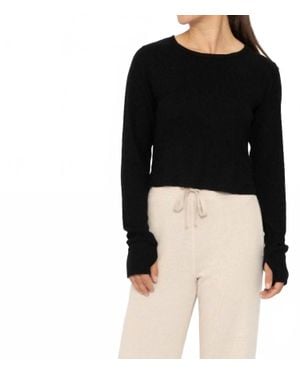 Mono B Ribbed Crew Neck Top - Black