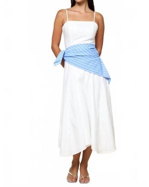 Lalavon Harbor Contrast Tie Midi Dress - Blue