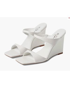 42 GOLD Omira Squared Toe Wedge Heels - White