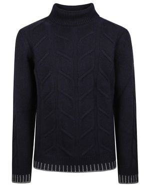 Altea Textured Cable-Knit Pure Cashmere Turtleneck Sweater - Blue