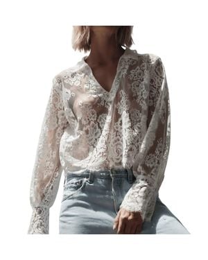 CISSA The Victorian Lace Pullover Blouse - Gray