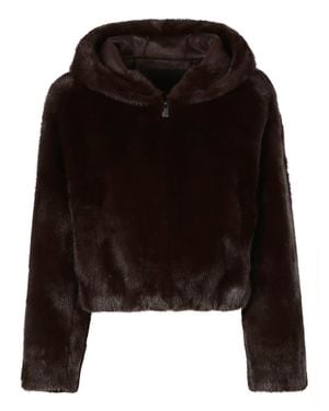 Pinko Gasteria Polyester Faux Fur Hooded Jacket - Black