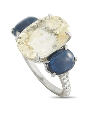 LB Exclusive Platinum 0.45Ct Diamond And Sapphire Ring Mf28-051826 - Metallic
