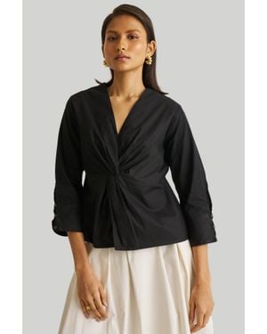 REISTOR Organic Cotton Twist Front Top - Black