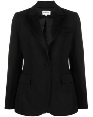 P.A.R.O.S.H. Tailored Textured Wool Blend Blazer - Black