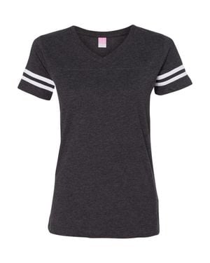 L.A.T Football V-Neck Fine Jersey Tee - Black