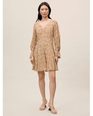 Rebecca Taylor Silk Burnout Check Godet Dress - Natural