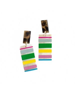 SUNSHINE TIENDA Tortoise Top Earrings - White