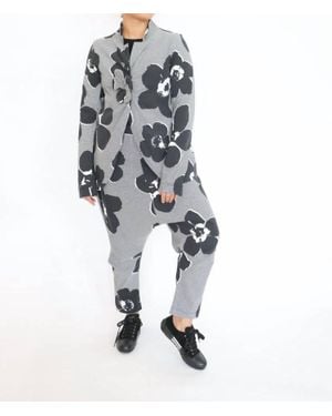 Rundholz Floral Print Tailored Blazer Jacket - Black