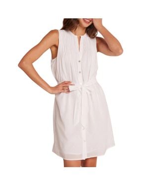 Bella Dahl Sleeveless Pintuck Shirt Dress - White