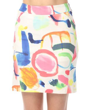 Charlie b Abstract Printed Pull On Stretch Skorts - Multicolor