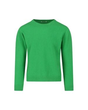 AURALEE Crew Neck Cashmere Blend Sweater - Green