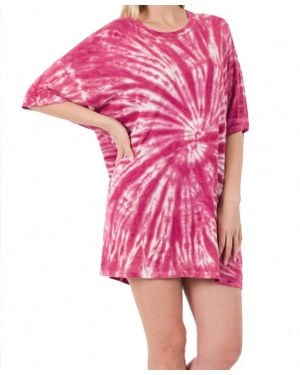 Zenana Oversized Tie Dye Shirts - Pink