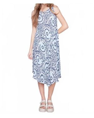 Charlie b Printed Sleeveless Flare Dress - Blue