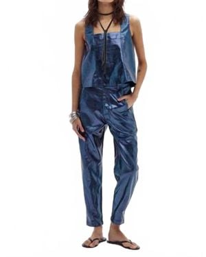 Lanhtropy Anya Metallic Linen Pants - Blue
