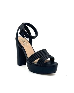 Exe' Strap Platform Block Heel Sandal - Blue