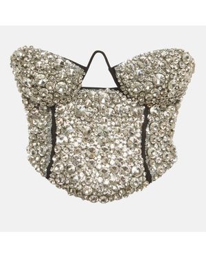 Area Jersey Crystal-Embellished Corset Top - Metallic