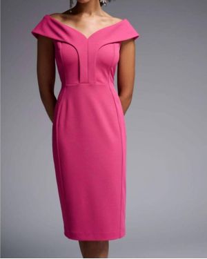 Joseph Ribkoff Off-Shoulder Shift Dress - Pink