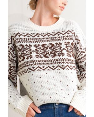 TRUEDAMES Snowflake Glam Pullover Sweater Top - Gray