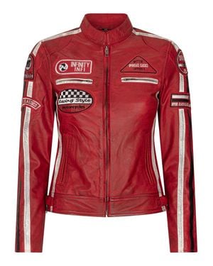 TruClothing Leather Motorcycle Biker Jacket - Red