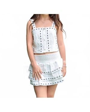 Theme Girls Gemma Eyelet Lace Ruffle Mini Skirt - White