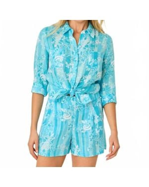 Lilly Pulitzer Sea View Button Down Top - Blue