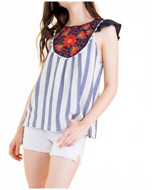 Thml Ruby Pop Embroidered Top - Blue