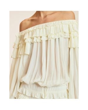 Cynthia Rowley Bella Ruffle Blouse - Metallic