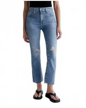 AG Jeans Farrah Mid-Rise Bootcut Crop Jeans - Blue