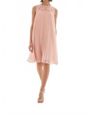 Joseph Ribkoff Chiffon And Lace Sleeveless Pleated Dress - Pink