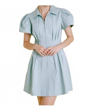 AUREUM Robin Pleated Mini Dress - Blue