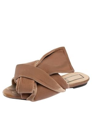 N°21 Nº21 Velvet Knot Flat Slide Sandals - Brown