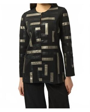 Joseph Ribkoff Two-Tone Crew Neck Jacket - Black