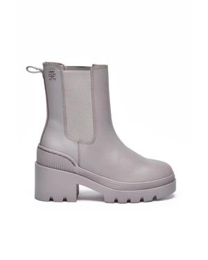 Tommy Hilfiger Light Leather Rubber Heel Boot - Gray