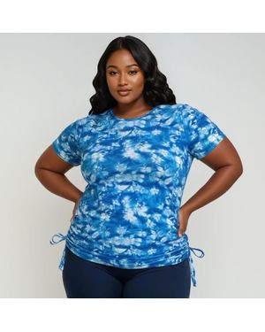 Calypsa Plus Short Sleeve Adele Swim Top - Blue