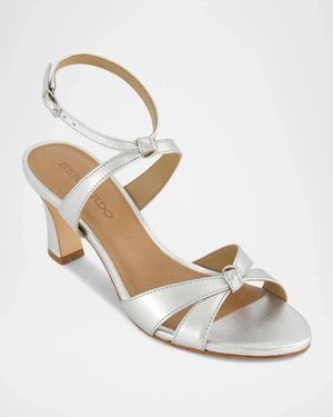 Bernardo Neera Sandal Metallic Leather Knotted Spool Heel Jzz1152