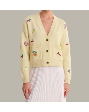 525 America Blythe Fruit Embroidered Cardigan - Natural