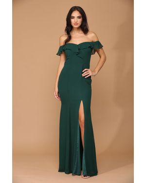 TRUEDAMES Long Off-Shoulder Chiffon Dress - Blue