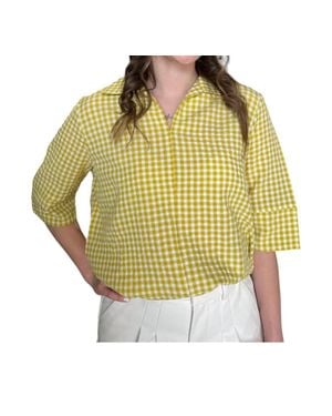 Before You Gingham Collared Top - Yellow