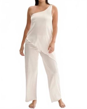 Neoblu Calipso Asymmetric One-Shoulder Silk Top - White