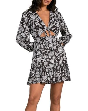 Elan Floral Cut Out Mini Dress - Black