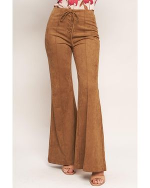 TRUEDAMES Wild Honey Faux Suede Pants - Brown