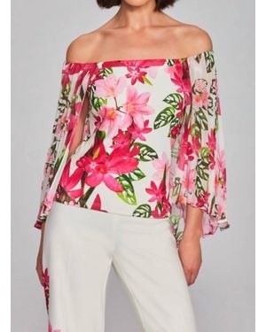 Joseph Ribkoff Floral Print Chiffon Top - Pink