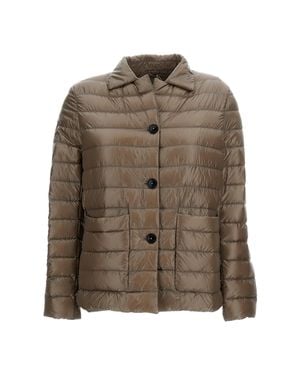 Herno Quilted Down Jacket With Pointed Collar And Cropped Silhouette - Brown