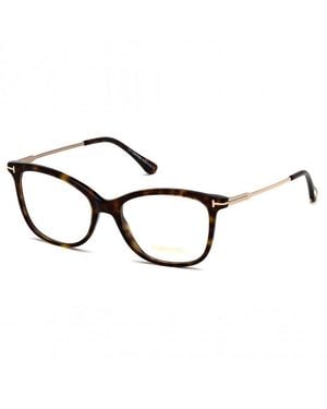 Tom Ford Eyeglasses Cat Eye Full Rim, Shiny Transparent Frame And Clear Demo Lenses Lens Ft5510081 - Brown