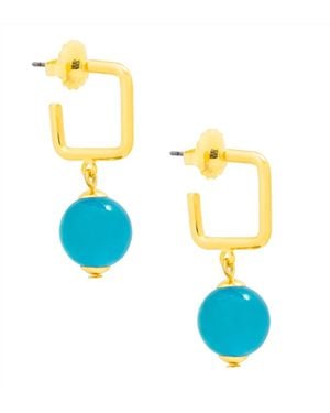 Zenzii Glassbead Square Drop Earrings - Blue